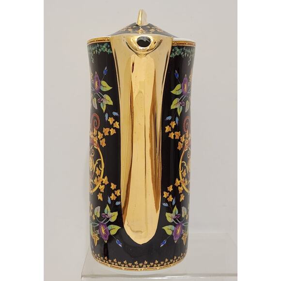 Rutherford Gold Ivy Italy Black Gold Teapot 10" - Picture 4 of 14